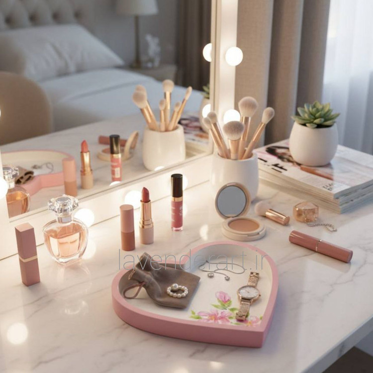 ظرف هفت سین سنگ مصنوعی با نقاشی شاخه گلی در دل 17 سانتی متر