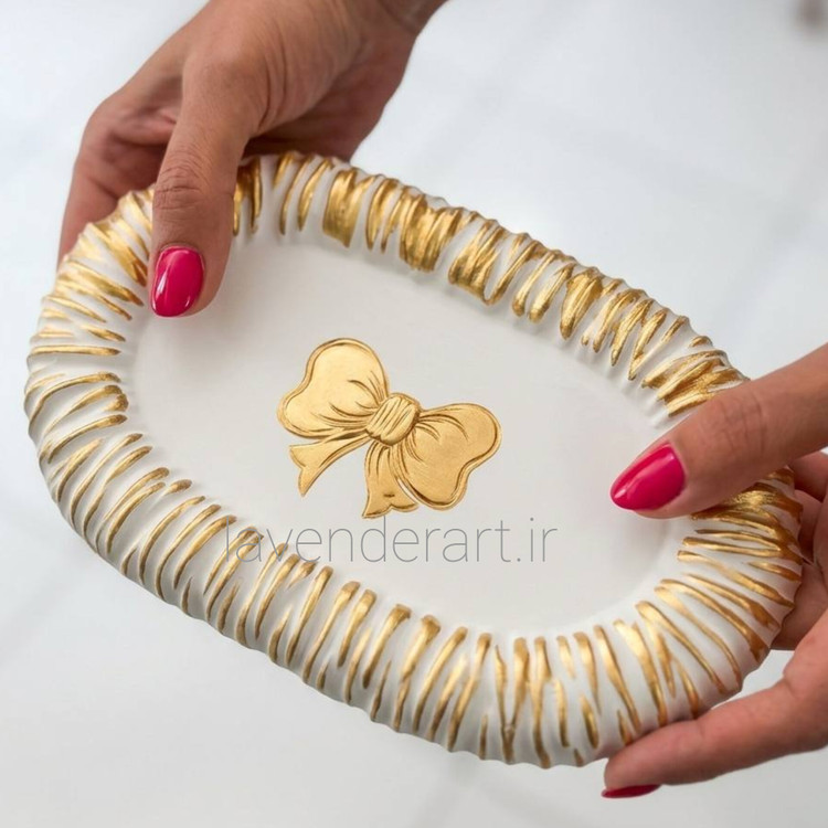 ظرف اکسسوری و زیورآلات سنگ مصنوعی طرح پاپیون طلایی