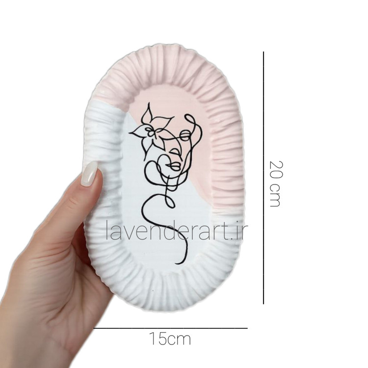 ظرف چند منظوره سنگ مصنوعی با نقاشی آرت لاین مناسب هفت سین، زیرماگی، اکسسوری و زیورآلات