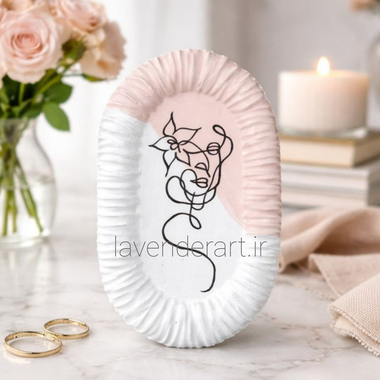 ظرف چند منظوره سنگ مصنوعی با نقاشی آرت لاین مناسب هفت سین، زیرماگی، اکسسوری و زیورآلات