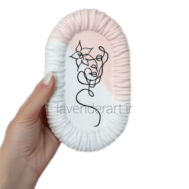 ظرف چند منظوره سنگ مصنوعی با نقاشی آرت لاین مناسب هفت سین، زیرماگی، اکسسوری و زیورآلات