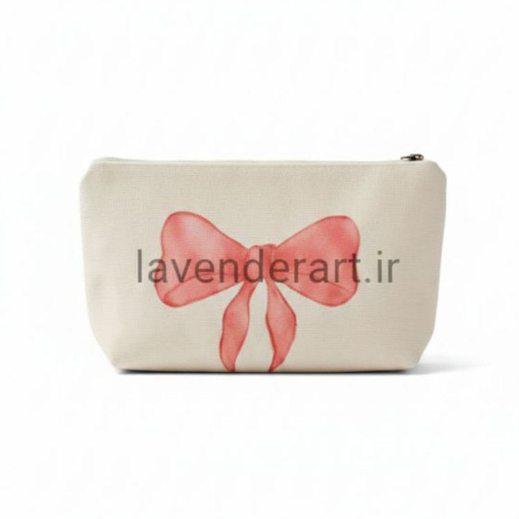 جامدادی یا کیف لوازم آرایش متقال آستردار با نقاشی پاپیون