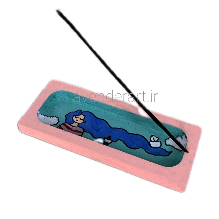 جاعودی چوبی نقاشی شده طرح فانتزی دختری با موهای دریا