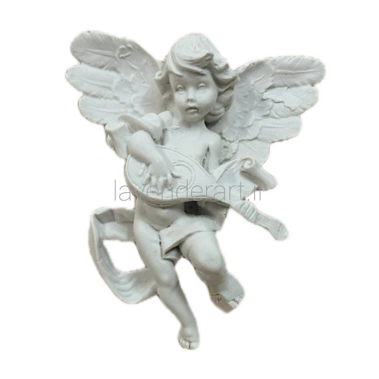 دیوارکوب پلی استر خام دارای قلاب طرح فرشته گیتاریست ابعاد 13*11 سانتی متر