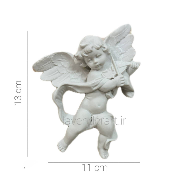 دیوارکوب پلی استر خام دارای قلاب طرح فرشته ویولونیست ابعاد 13*11 سانتی متر