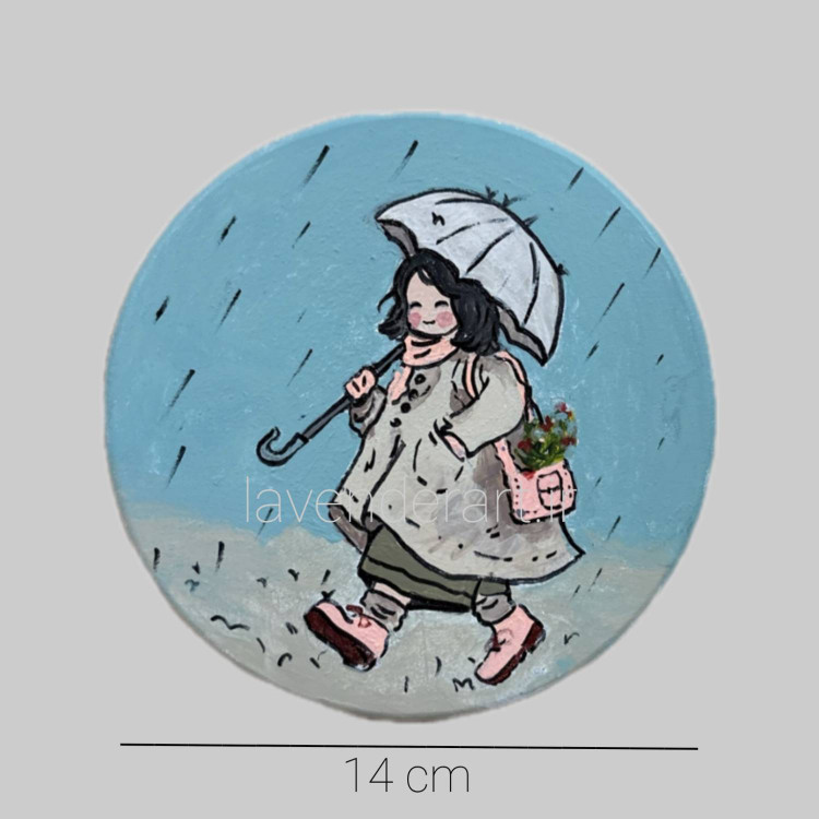 ست دیوارکوب چوبی با نقاشی فانتزی شادی قطر 14 سانتی متر