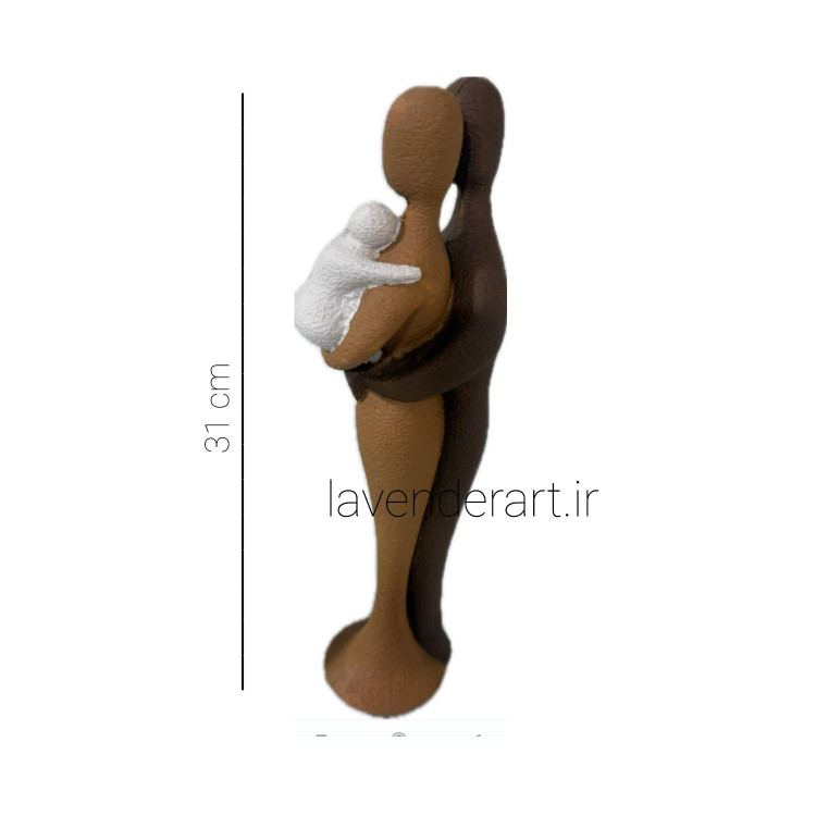 مجسمه دکوری پلی استر خانواده سه نفره ارتفاع 31 سانتی متر