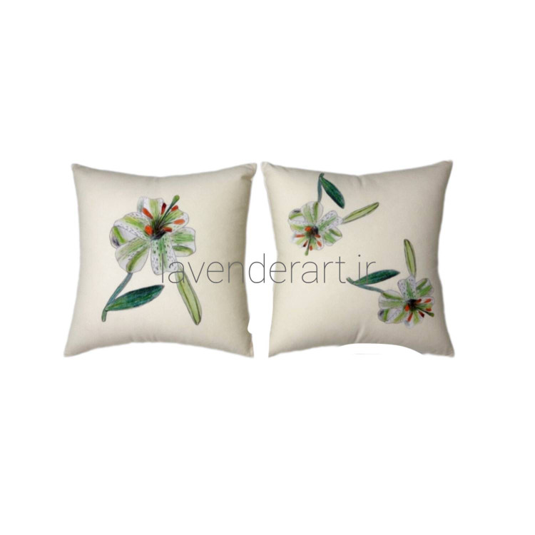 ست کاور کوسن الیاف طبیعی 40*40 طرح گل سوسن چلچراغ