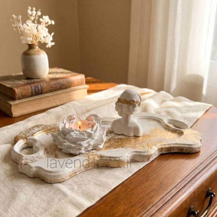سینی پذیرایی سنگ مصنوعی ابعاد 33*18 سانتی متر