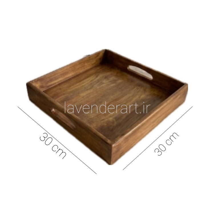 سینی پذیرایی چوبی مربع طرح چوب ابعاد 30*30 سانتی متر