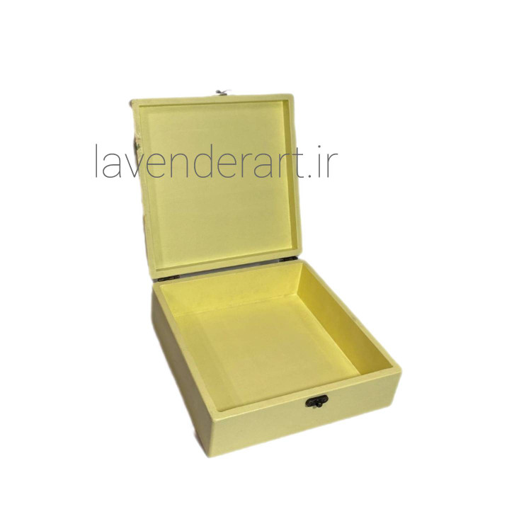 جعبه چوبی متوسط قفل دار با طرح گل صدتومانی ابعاد 20*20*7 سانتی متر
