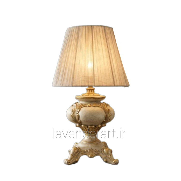 آباژور رومیزی پلی استر طرح نئو کلاسیک با پایه طرح دار