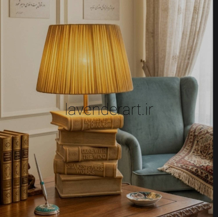 آباژور رومیزی مینیمال و مدرن طرح پنج کتاب ارتفاع 40 سانتی متر