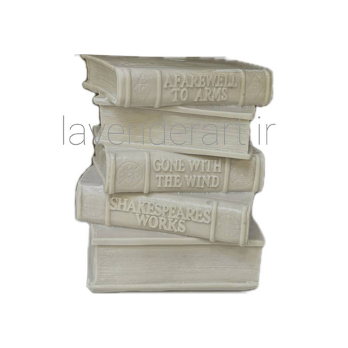 مجسمه دکوری یا پایه آباژور مینیمال و مدرن طرح کتاب پلی استر خام ابعاد 25*17 سانتی متر همراه با لاکور