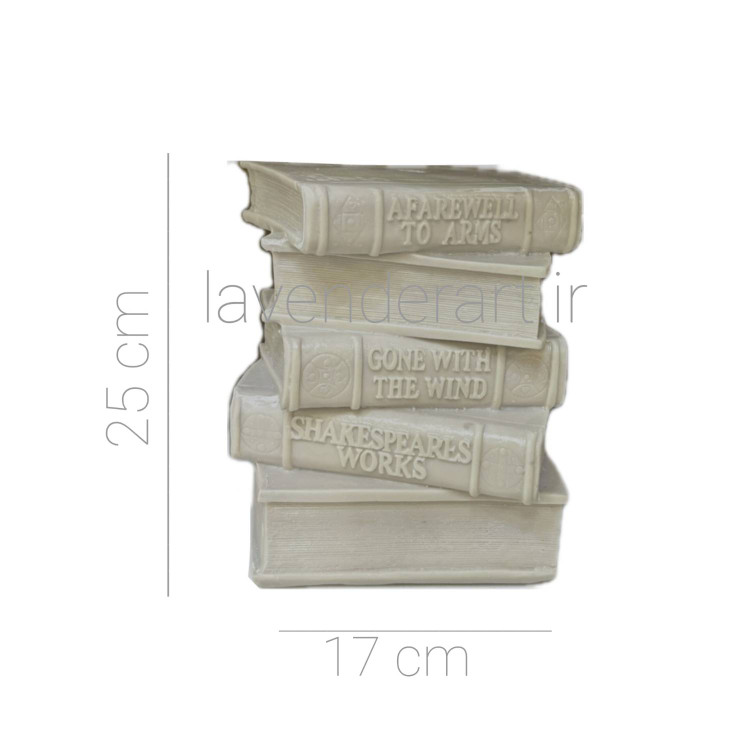 مجسمه دکوری یا پایه آباژور مینیمال و مدرن طرح کتاب پلی استر خام ابعاد 25*17 سانتی متر همراه با لاکور