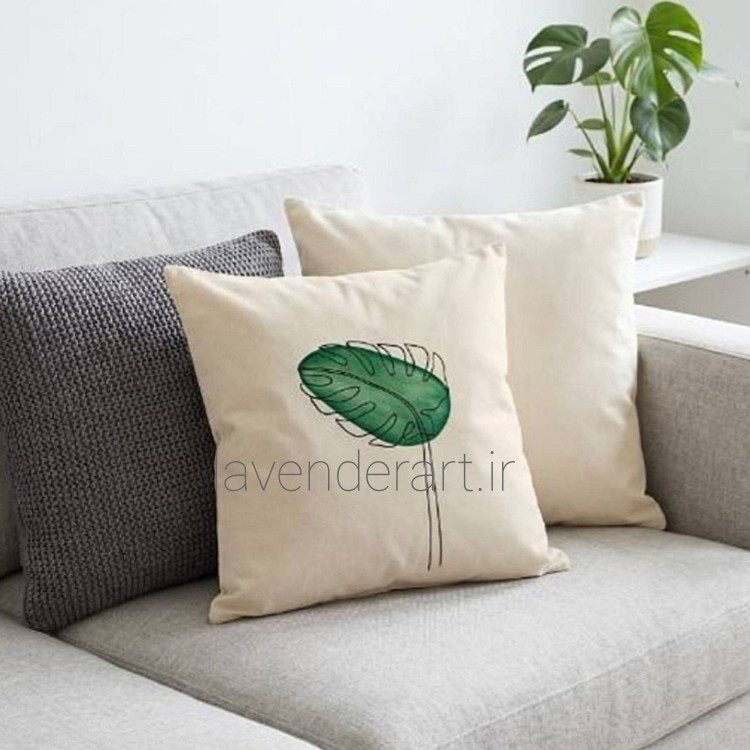 کاور کوسن نقاشی شده مینیمال 40*40 الیاف طبیعی طرح بوهو 5