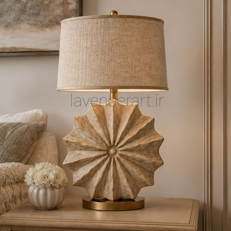 آباژور رومیزی دکوری مینیمال طرح صدف ارتفاع 42 سانتی متر