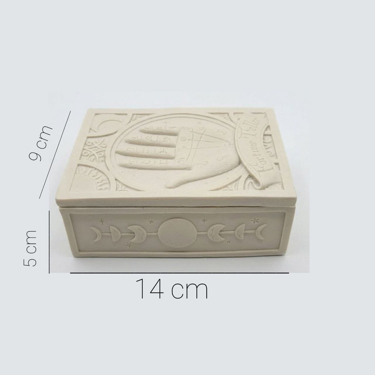 جعبه نگهدارنده کارت تاروت مدل دست پلی استر خام ابعاد 14*5*9سانتی متر