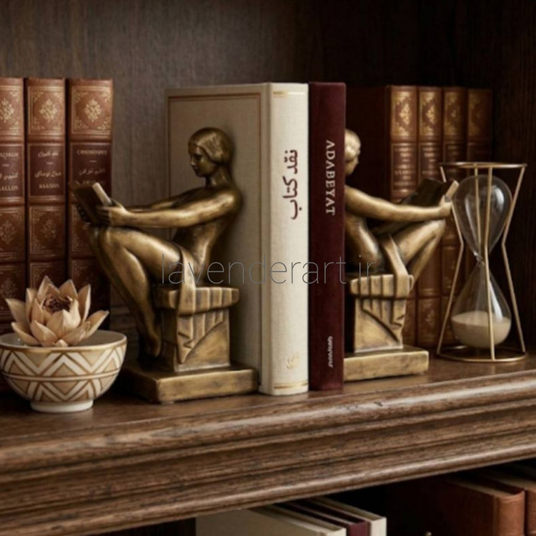 هولدر کتاب دکوراتیو طرح دو کتابخوان پلی استر ارتفاع 23 سانتی متر