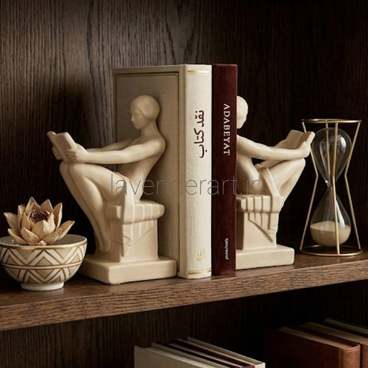هولدر کتاب دکوراتیو طرح دو کتابخوان پلی استر ارتفاع 23 سانتی متر