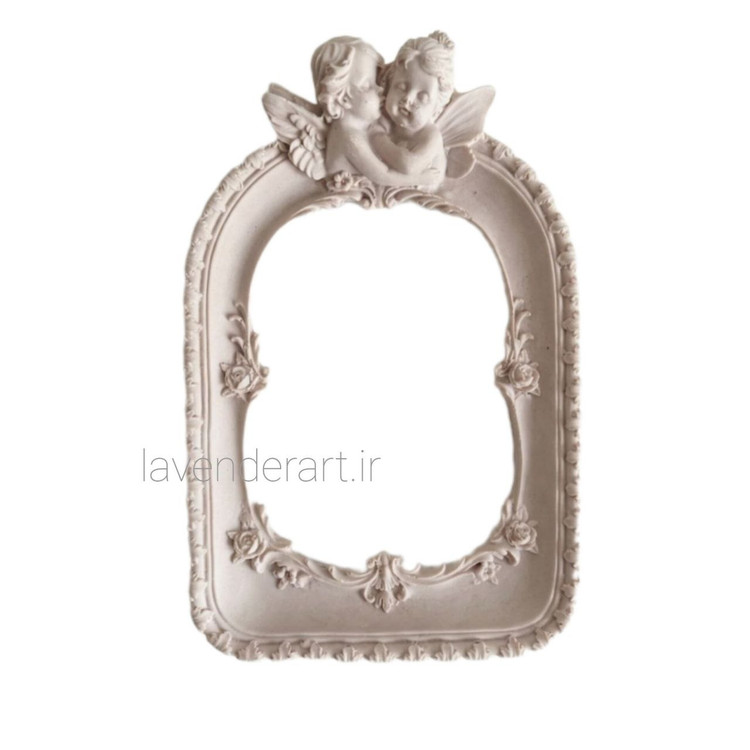 قاب عکس پلیاستر خام مدل دو فرشته بالدار ابعاد 25*16 سانتی متر مناسب عکس 13*18