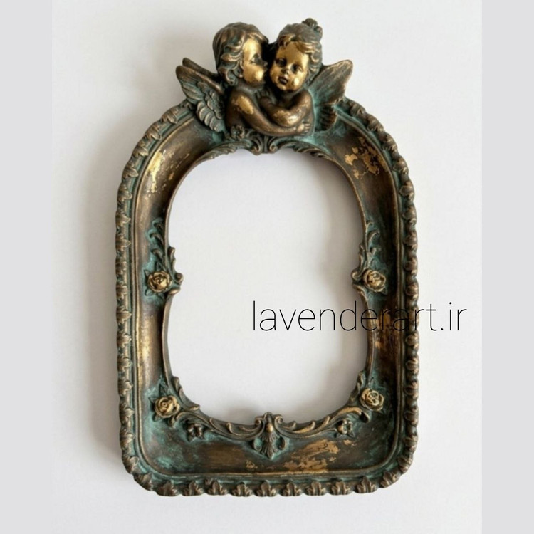 قاب عکس پلیاستر خام مدل دو فرشته بالدار ابعاد 25*16 سانتی متر مناسب عکس 13*18