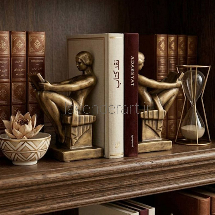 هولدر کتاب دکوراتیو طرح دو کتابخوان پلی استر خام ارتفاع 23 سانتی متر