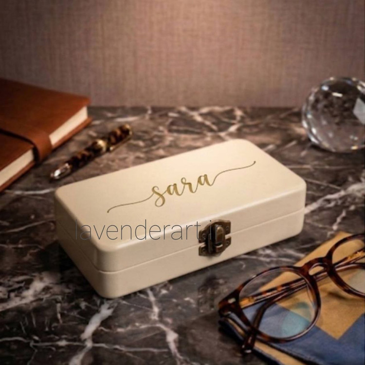 جعبه عینک چوبی باطراحی اختصاصی ابعاد 4*8*17 سانتی متر