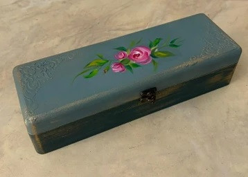 جعبه تی بگ کله غازی با پتینه طلایی و نقاشی گل رز