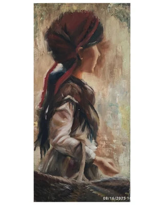 تابلو نقاشی رنگ و روغن با عنوان دختر روستا سایز 40*80