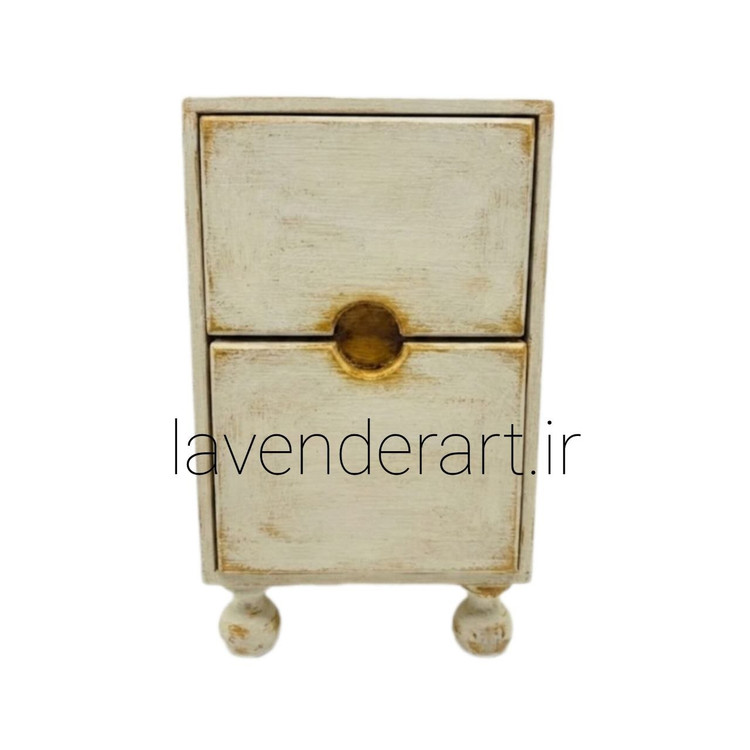 کشو رومیزی کلاسیک یا فایل چوبی دو کشو پایه دار ابعاد 18*14*28 سانتی متر