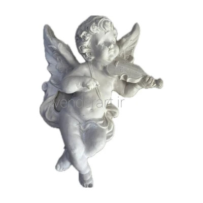دیوارکوب پلی استر خام دارای قلاب طرح فرشته نوازنده ویولن ابعاد 41*35 سانتی متر مجسمه پلی استر فرشته بالدار بزرگ آنجل