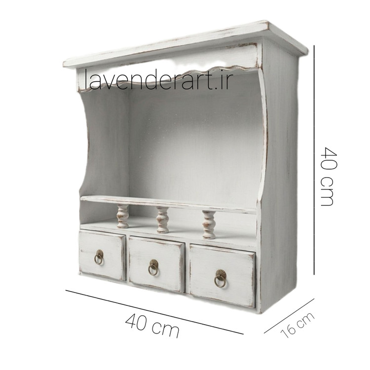 کنسول جا ادویه یا کافی بار یا شلف رومیزی یا استند چوبی دکوراتیو سه کشو ابعاد 40*40*16 سانتی متر