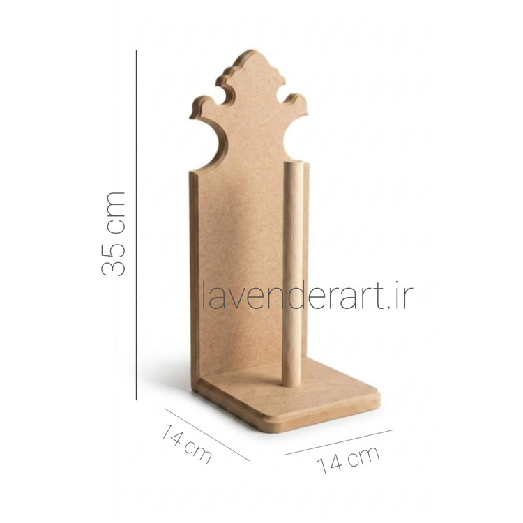 جادستمال کاغذی رولی چوبی خام ابعاد 35*14*14 سانتی متر پایه رول دستمال آشپزخانه یا استند دستمال رولی