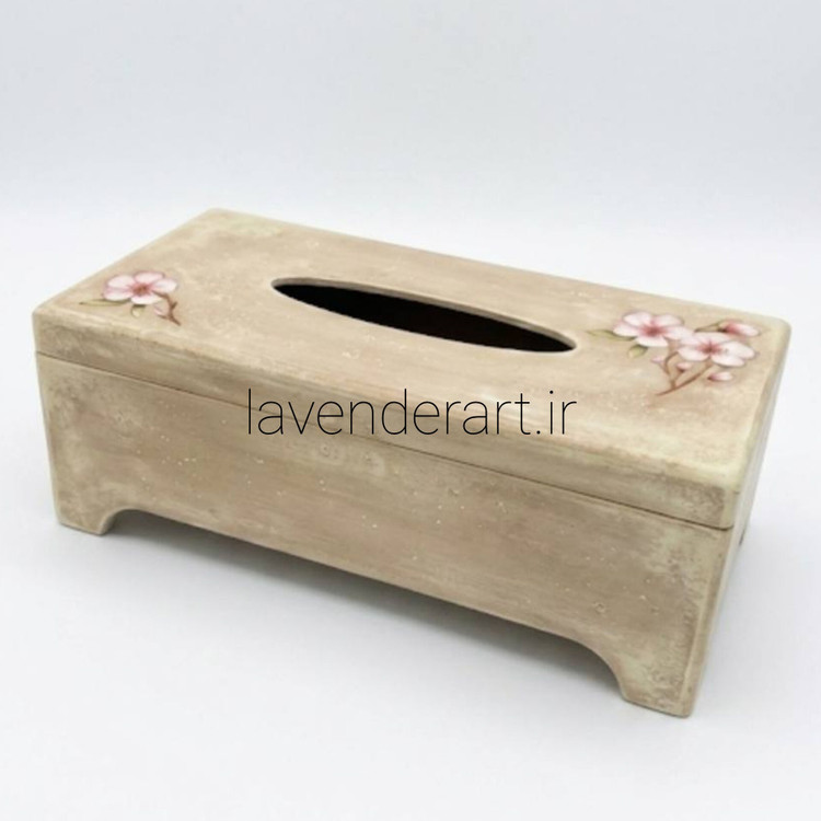 جعبه دستمال کاغذی چوبی طرح شکوفه گیلاس