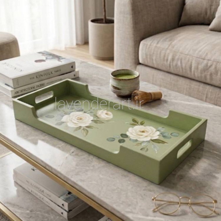بیس خام MDF سینی ام دی اف چوبی خام مستطیل 50*22*7 سانتی متر