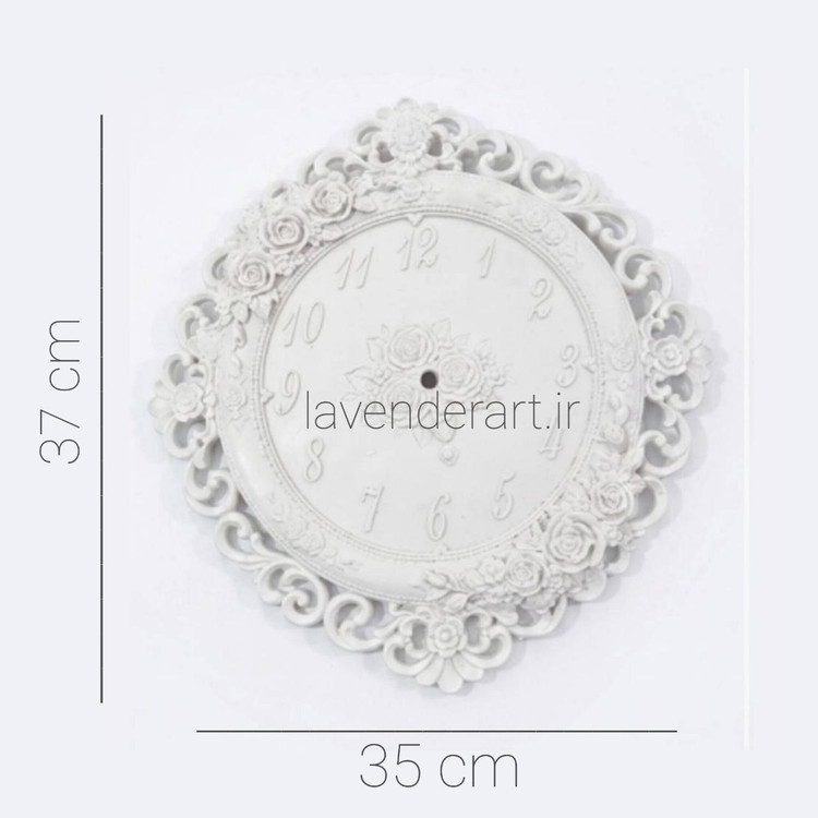 ساعت دیواری کلاسیک و لوکس پلی استر خام مدل فلاور ابعاد 35*37 سانتی متر