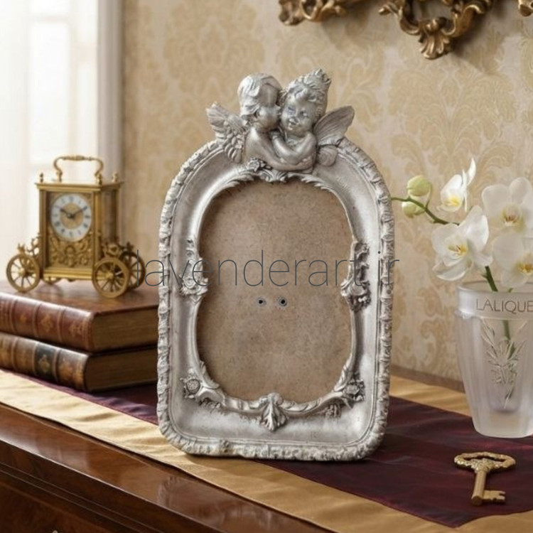 قاب عکس پلیاستر مدل دو فرشته بالدار ابعاد 25*16 سانتی متر مناسب عکس 13*18