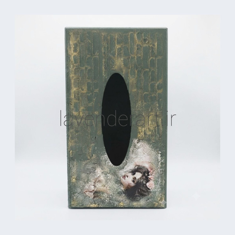 جعبه دستمال کاغذی چوبی طرح ملکه