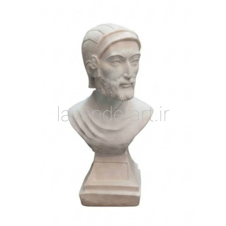 پایه آباژور یا مجسمه رومیزی دکوری تندیس نیمتنه دکوراتیو کوروش کبیر پلی استر خام ارتفاع 26 سانتی متر