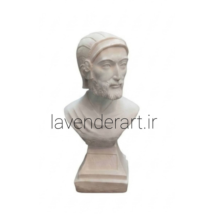 پایه آباژور یا مجسمه رومیزی دکوری تندیس نیمتنه دکوراتیو کوروش کبیر پلی استر خام ارتفاع 26 سانتی متر