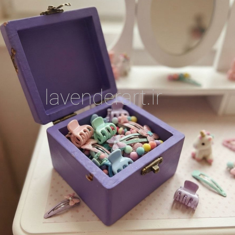 جعبه چوبی کوچک قفل دار فانتزی طرح گربه ابعاد 9*9*6.5 سانتی متر