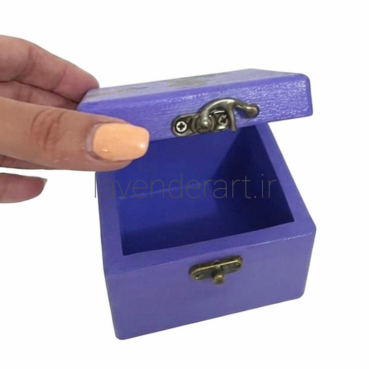 جعبه چوبی کوچک قفل دار فانتزی طرح گربه ابعاد 9*9*6.5 سانتی متر