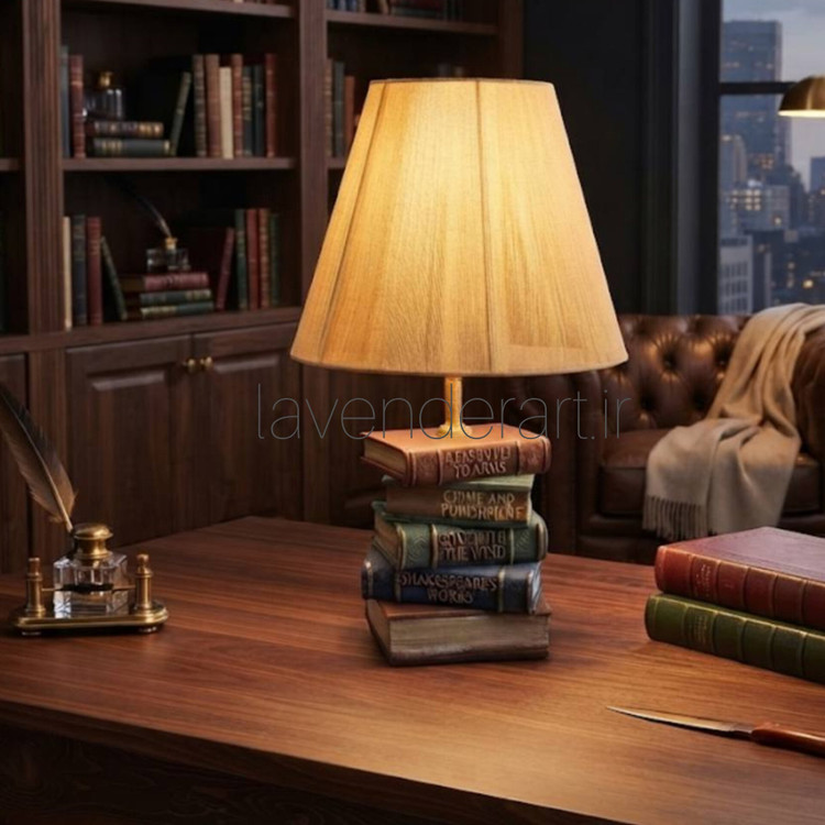 آباژور رومیزی مینیمال و مدرن طرح پنج کتاب ارتفاع 40 سانتی متر
