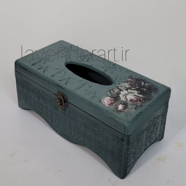 جعبه دستمال کاغذی چوبی ام دی اف طرح باغ گل