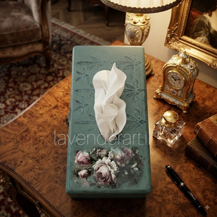 جعبه دستمال کاغذی چوبی ام دی اف طرح باغ گل