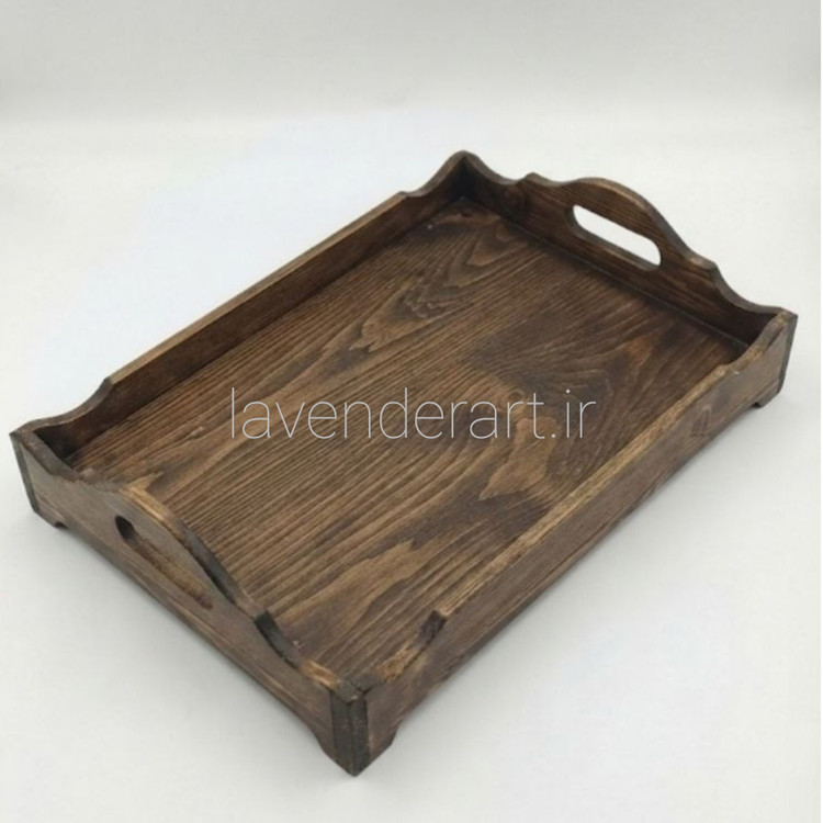 سینی چوبی ام دی اف پذیرایی با نقاشی رنگ روغن گل سرخ ابعاد 32*22 سانتی متر