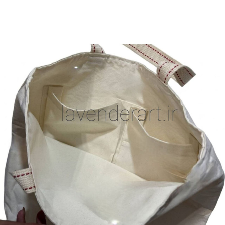 ساک پارچه ای فانتزی دستی بزرگ با نقاشی طرح هیچ آستردوزی شده و سه جیب داخلی