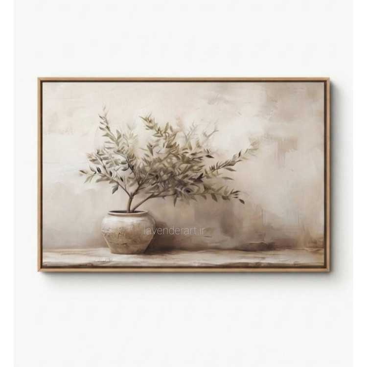 تابلو نقاشی رنگ و روغن سبک مدرن سایز 50*70 و 80*120 با عنوان شاخه زیتون، سکوت سبز