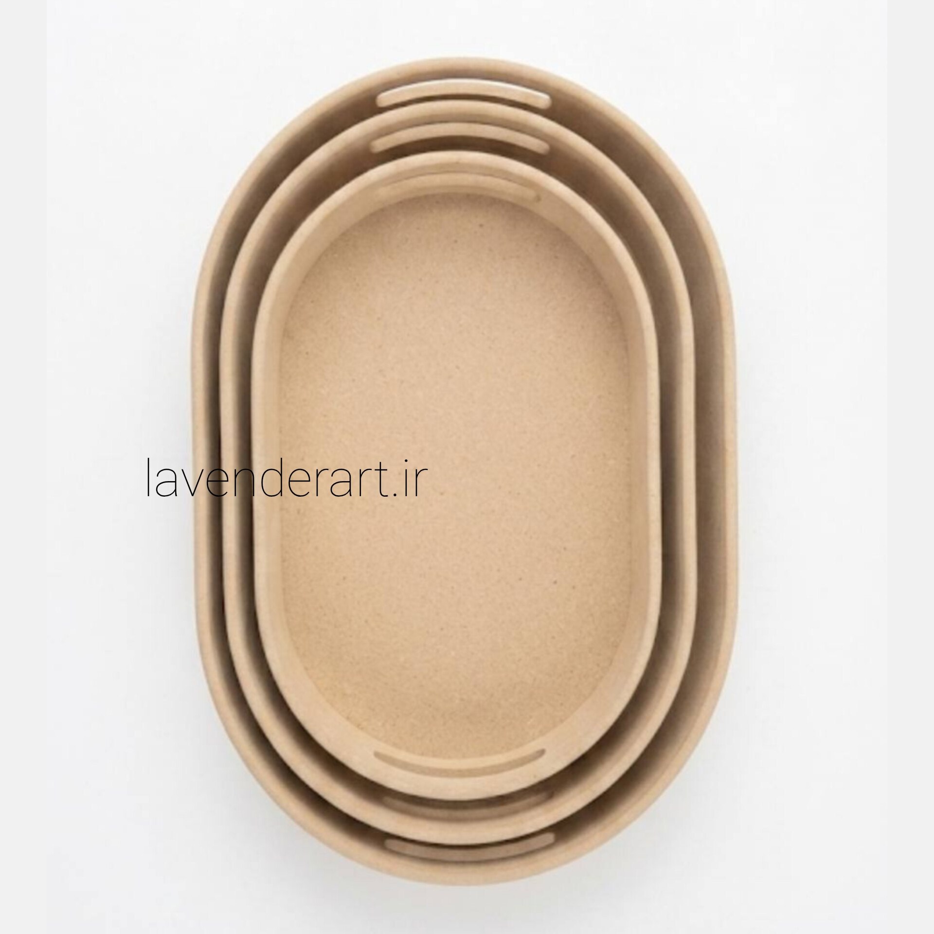 بیس خام MDF  سینی ام دی اف چوبی خام کپسولی بیضی در سه سایز